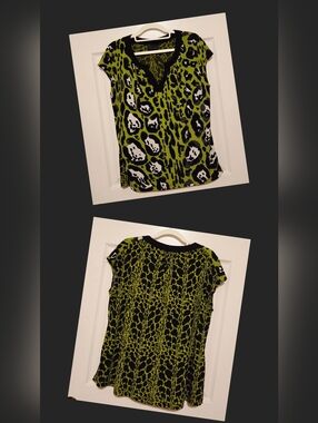 Abstract Leopard Green Blouse